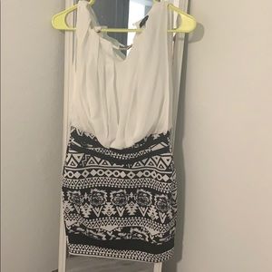 White and black evening dress